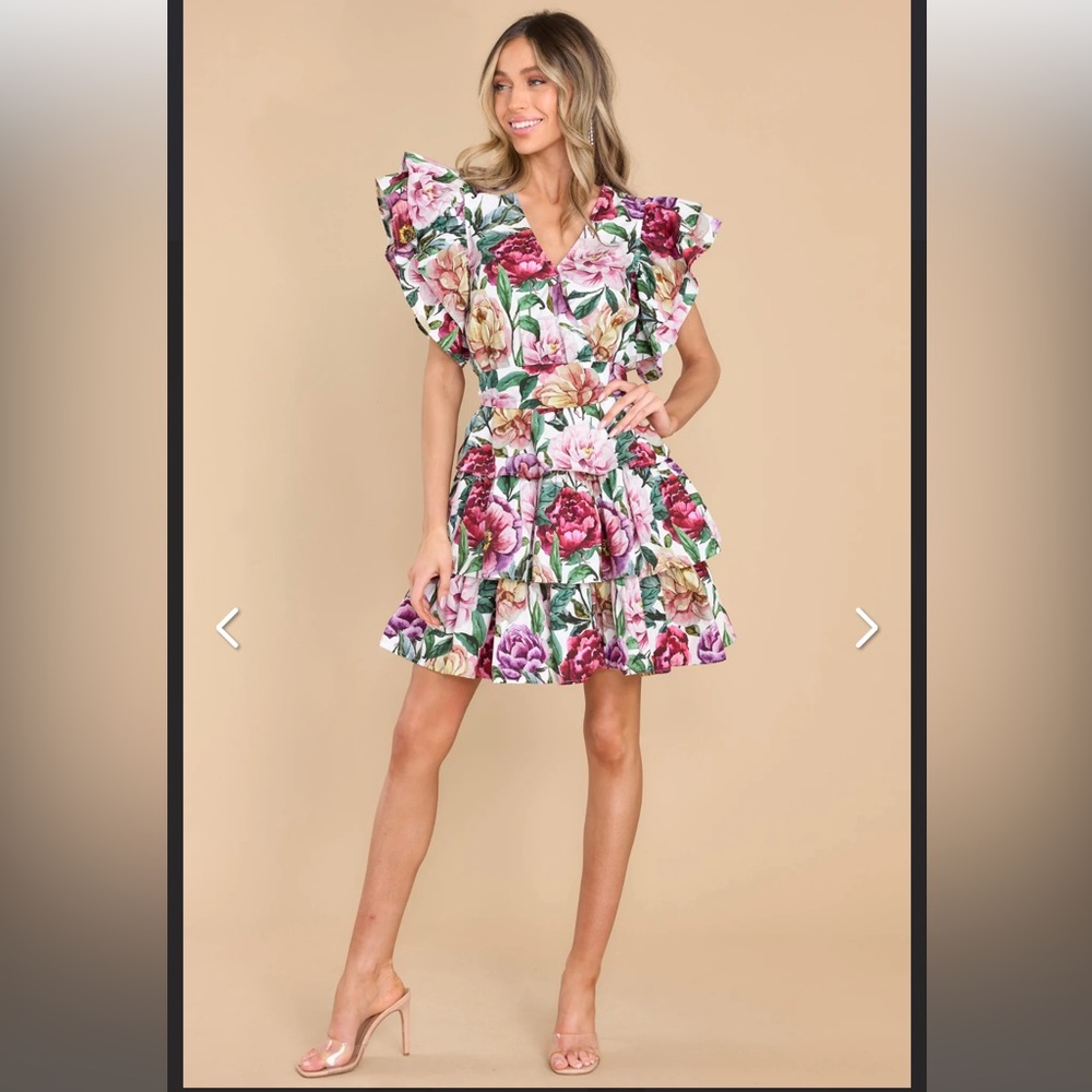 Red Dress Boutique Floral Ruffle Dress